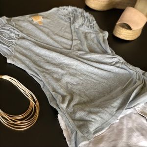 Anthropologie Ice Blue Surplice Top - Flattering!